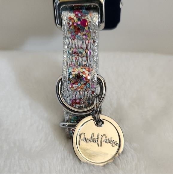Packed Party Fashion Throw Confetti  Glitter Silver Dog Cat Pet Collar Size XS - Picture 5 of 12
